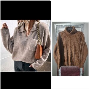 Elegant V-Neck Women's Sweater in Taupe